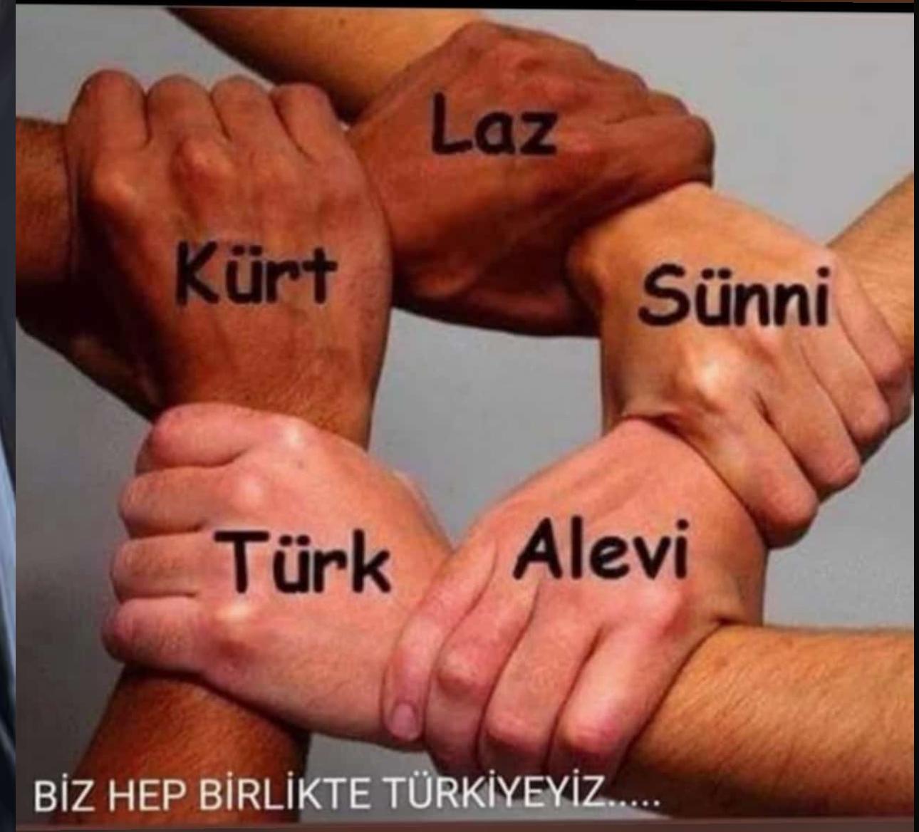Türkiye kardeşliğini simgeleyen görsel, Laz, Kürt, Sünni, Türk, Alevi